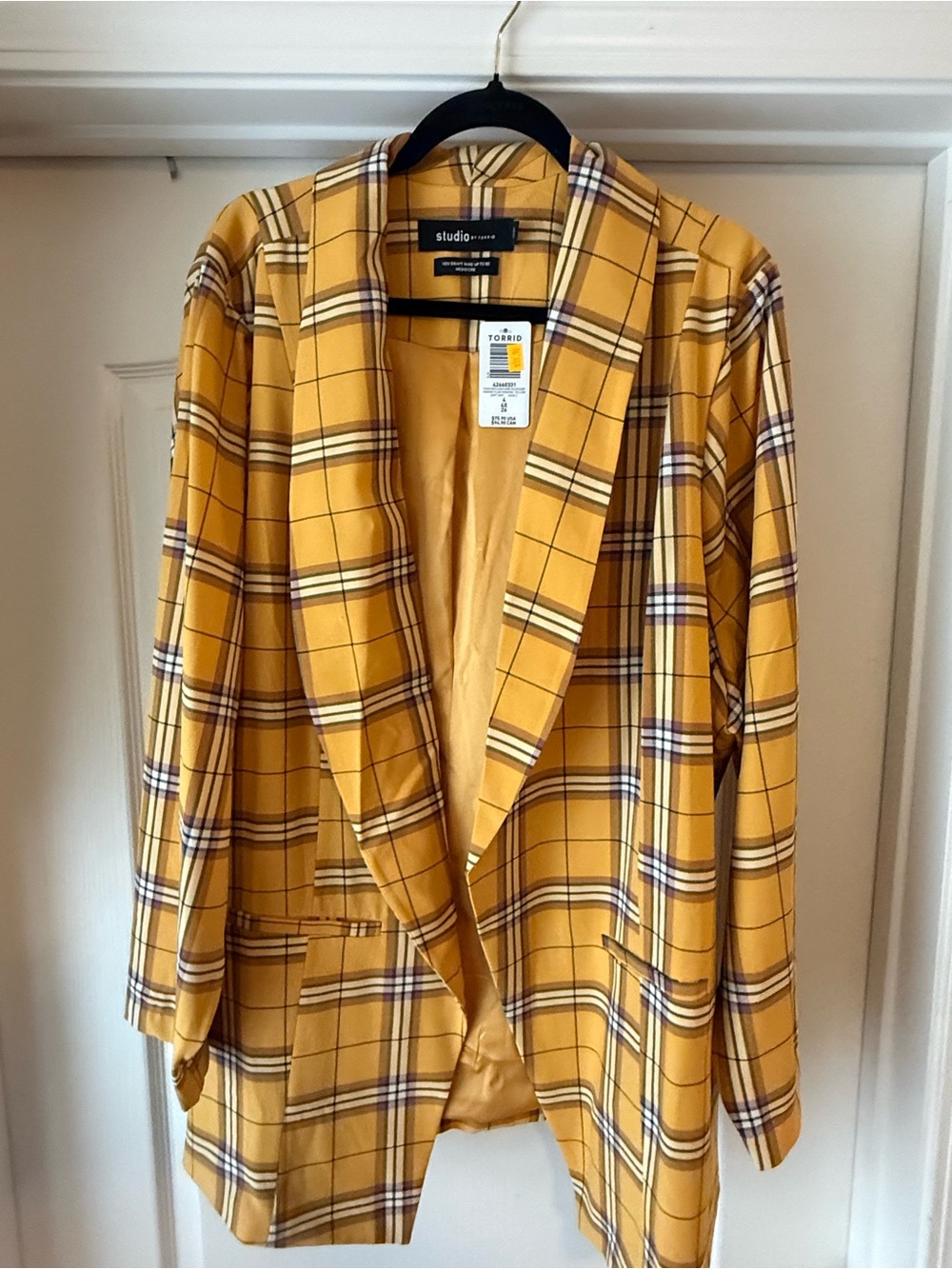 Studio by Torrid Yellow Plaid Blazer Jacket
